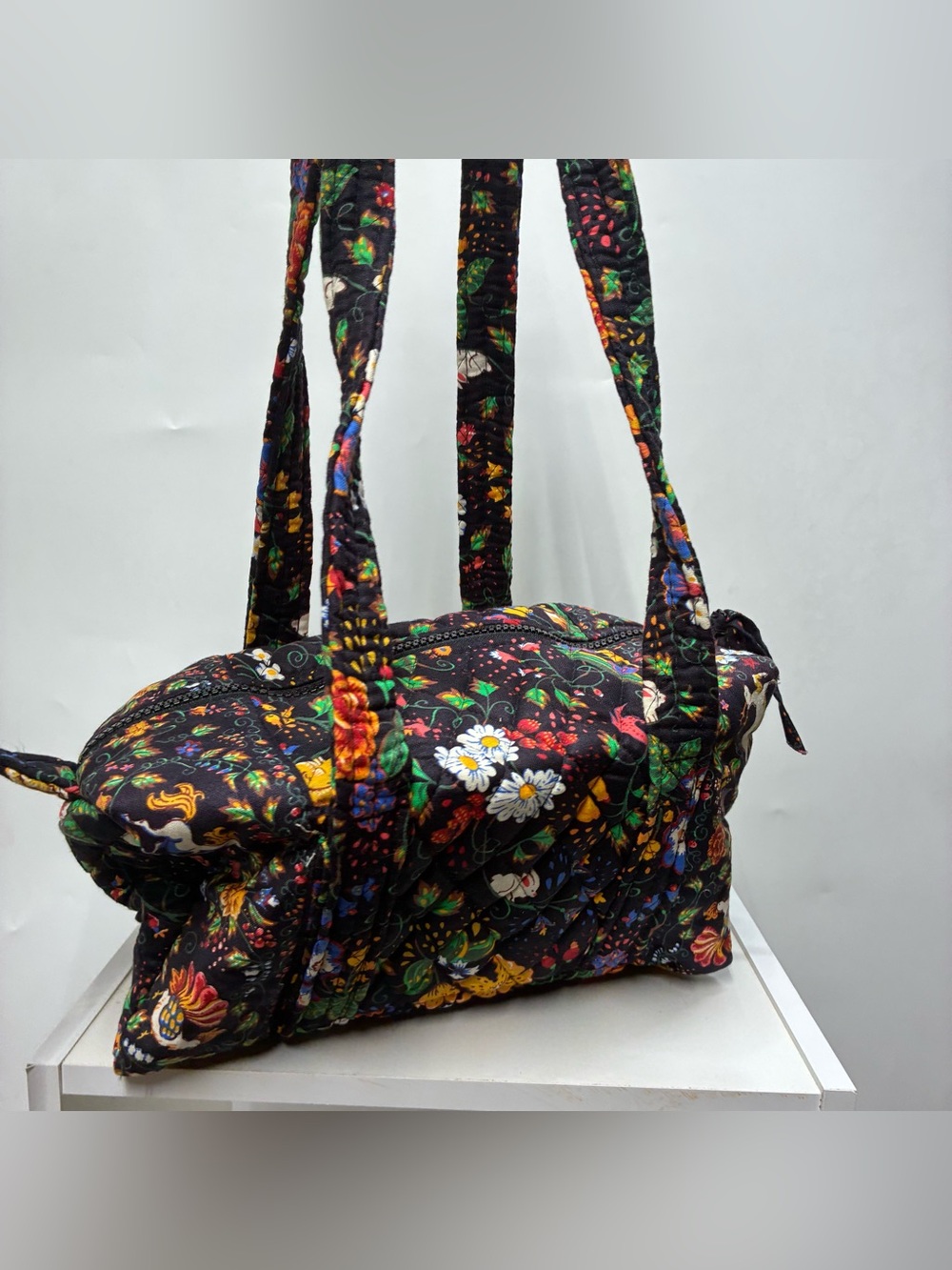 Vintage Vera Bradley Tavern on the Green Floral Animals Purse Handbag Barrel - Picture 7 of 8